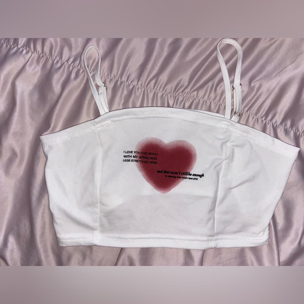 White super cropped top with heart